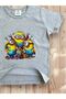 Minons Character Printed Gray Color Cotton Combed Fabric Short Sleeve Girls Boys T-Shirt - 5