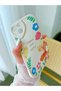 iPhone 13 Heart Detail Flower and Teddy Bear Patterned Ecru Case - 4