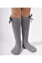 Family Knee-Length Ribbon Children's Basic Socks Gray - 2