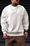 Men's White Dreamer Printed 0 Zero Collar Oversize Loose Fit Fleece Sweatshirt