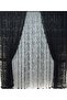 Tulle Background Curtain 2 Wings Tulle Background Curtain Lace-Up Model Ivy Pattern Black - 2