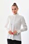 Women's Plus Size Floş Lace Slim Crepe Shirt