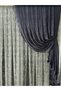 Gray 2 Wing Tulle Background Curtain - Slub Patterned Drawstring Model