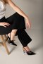 Ciza Three-Stripe Buckle Detailed Black Patent Leather Black 10 cm Women's Stiletto, High Heels