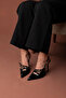 Ciza Three-Stripe Buckle Detailed Black Patent Leather Black 10 cm Women's Stiletto, High Heels - 8