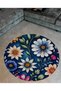 Mira Round Multicolored Leaf and Flower Detailed Decorative Carpet 5535 - 3