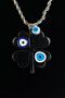 Caprea Steel Evil Eye Clover Necklace for Women Silver Color Tarnish Resistant Necklace 45 Cm Chain