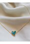 Green Enamel Eye Detail Heart Necklace