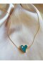 Green Enamel Eye Detail Heart Necklace - 2