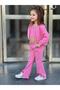 Girl's Label Detailed Oversize Zippered Cardigan Strap Crop Tracksuit 3 Piece Set - 3
