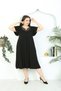 Women's Large Size Black Lycra Viscose Collar Detailed Jewelled Dress - 4