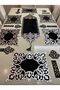 1 Runner(100X32)/6 A.Serving Utensils(33X33)/6 B.Placemats/6Spoon Rests/19 Pieces/Tableware/Velvet/Black-Silver - 3