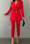 Button-Detailed Tie-Detail Jacket and Trousers Set