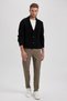 Black Standard Fit Shawl Collar Knitted Detailed Buttoned Knitwear Cardigan X7969Az23Au - 2
