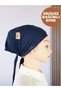 Seamless Lace-Up Bonnet Navy Blue Cotton Combed Cotton Tie-Up Women's Hijab Headscarf Scarf Turban Bonnet