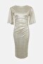 Metallic Angel Sleeve Ruffle Waist Dress - 4