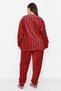 Red Heart Sleep Mask Fleece Winter Knitted Pajama Set TBBAW23AI00025 - 6