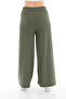 Women's Green Wide-Leg Trousers Seersucker Fabric Elastic Waist Oversize - 2