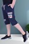 Basketball 72 Text Printed Boy's Wide Leg Navy Blue Capri - 3