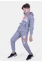 Tide Guild Printed Boys' Kangaroo Pocket Hooded Melange Gray Tracksuit Set - 2