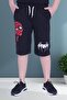 Spiderman Text Printed Wide Leg Cord Detailed Boys' Black Capri - 2
