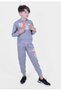 Tide Guild Printed Boys' Kangaroo Pocket Hooded Melange Gray Tracksuit Set - 3