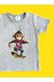 Gray Color Cotton Combed Fabric Skateboard Monkey Printed Girls Boys Short Sleeve T-Shirt - 2
