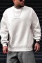 Men's White Dreamer Printed 0 Zero Collar Oversize Loose Fit Fleece Sweatshirt - 3