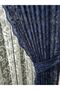 Tulle Background Curtain 2 Wings Tulle Background Curtain Lace-Up Model Ivy Pattern Dark Navy Blue - 4