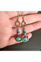 Handmade Crimping Turquoise Stone Earrings - 2