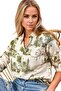 Women's Nostalgic Forest Green Patterned Viscose Shirt with Buttons
