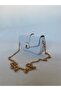 White Patent Leather Mini Women's Crisscross Straps Bag with Gold Chain Accessory Detail - Stylish Bag - 3