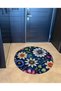 Mira Round Multicolored Leaf and Flower Detailed Decorative Carpet 5535 - 4