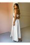 Loose Design Long Maxi Linen Harman Dress with Contrast Stripe Chest Halter Pocket - 6