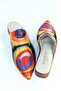 100% Silk-Genuine Leather Women's Slippers| Leather Sole| Kandinsky Squares with Circles - 4