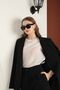 Women's Oversized /Loose Fit Jacket with Pocketed and Hip Length, Made of Satin Fabric, Black, Four Seasons - 6