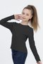 long sleeve ribbed bodysuit with Corded Fabric hem and sleeves for girls.