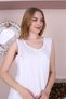 Lace Detailed Nightgown, Oversized Size, White Color, with Straps