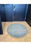 Mira Round Light Blue White Ethnic Patterned Woven Base Modern Decorative Carpet 5548 - 4