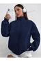 Unisex Large Size Zippered Oversize Winter Stand Collar Cardigan Hoodie - 2
