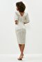 Metallic Angel Sleeve Ruffle Waist Dress - 2