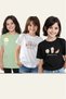 Girl's Round Neck Printed 3-Piece T-Shirt Set