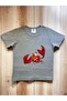 Grey Cotton Jersey Short-Sleeve T-Shirt with Red Crab Print for Boys and Girls - 2