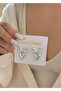 Silver Bow Heart Patterned Earrings - 3