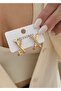 Gold embellished x design earrings - 2