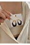 Black enamel gold women's earrings - 3