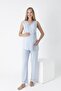 Lace Detailed Sleeveless Pajama Set for Pregnant and Maternity - Front Tie - 2