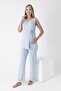 Lace Detailed Sleeveless Pajama Set for Pregnant and Maternity - Front Tie