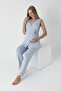 Lace Detailed Sleeveless Pajama Set for Pregnant and Maternity - Front Tie - 5