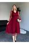 Women's Burgundy, Lined Tulle Wedding, Engagement, Graduation Midi Length Dress (Color Optioned)